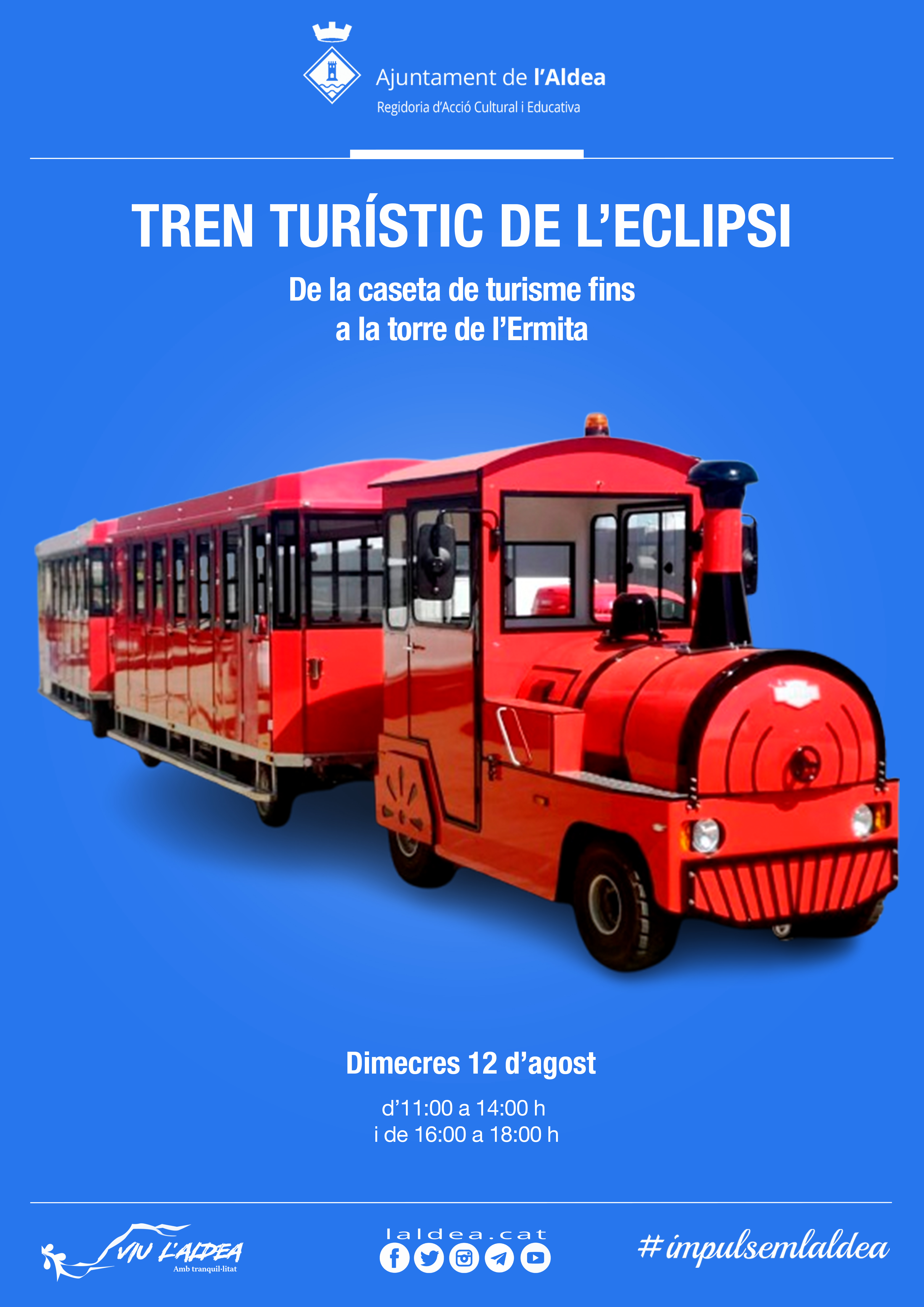 Cartell del tren turístic de l'eclipsi de L'Aldea